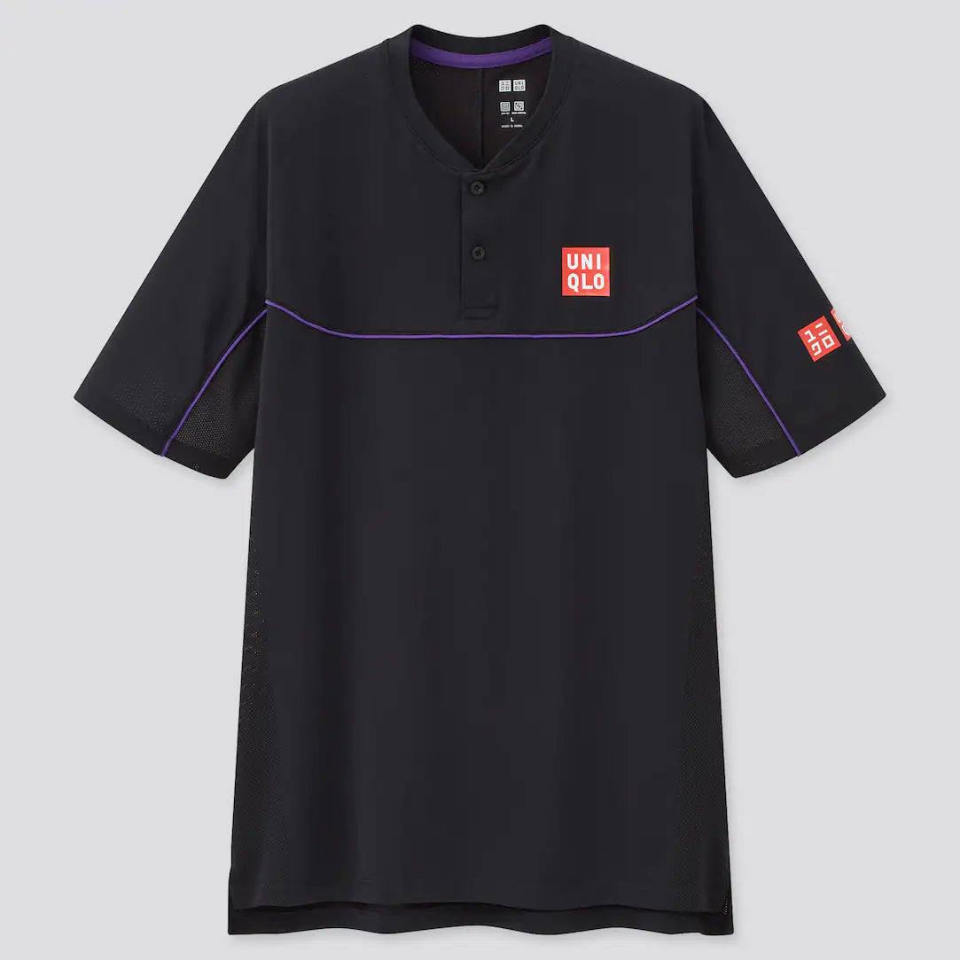 Roger Federer RF Poloshirt Dry Ex US Open Uniqlo Black